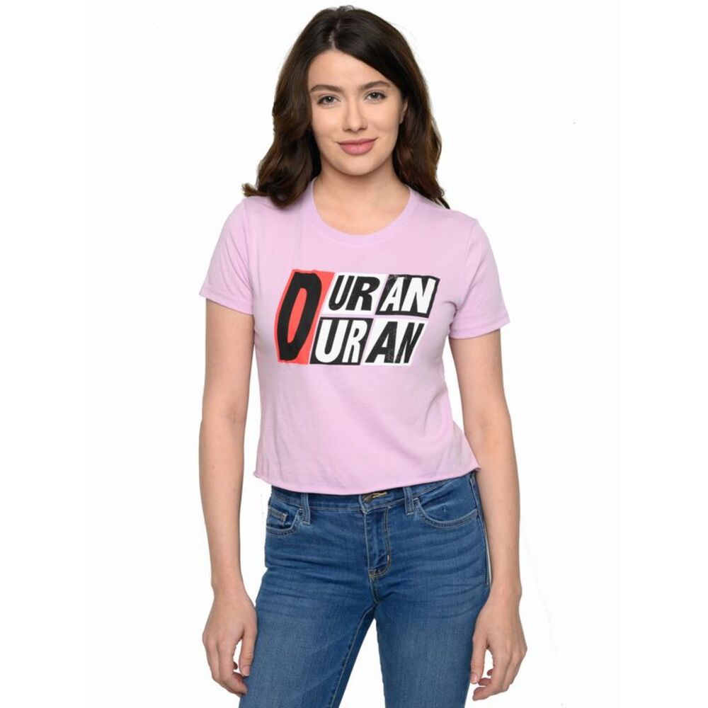 New Juniors Women's Duran Duran Band Short Sleeve T-Shirt Quartz Purple Crop Top